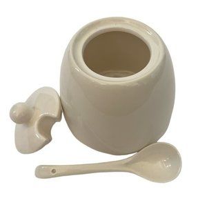 BIA Traditional Ceramic Sugar Bowl with Lid and Spoon Sz. 3.25" H X 3.5" W‎